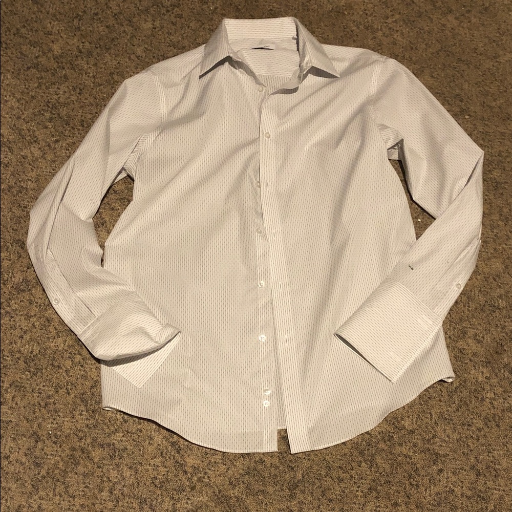 Calvin Klein Subtle Pattern White Dress Shirt